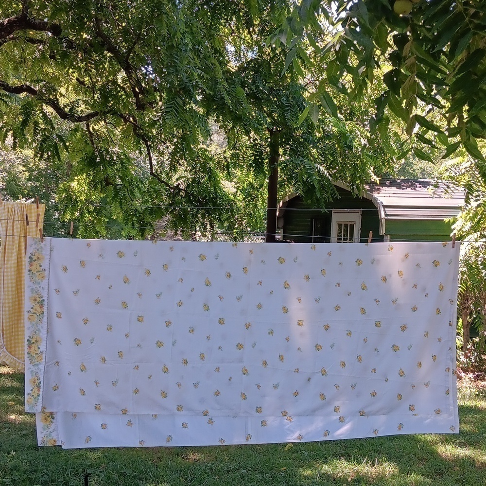 Vintage Springmaid yellow green double flat sheet
